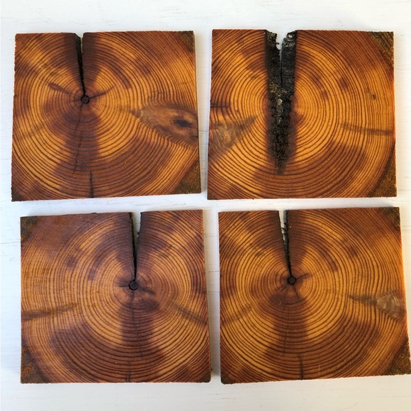 NEW Hand Crafted Rustic Wood Coaster Set - Picture 7 of 7